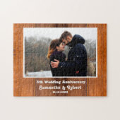 Rustic Wood 5th Wedding Jubileum Foto Legpuzzel (Horizontaal)