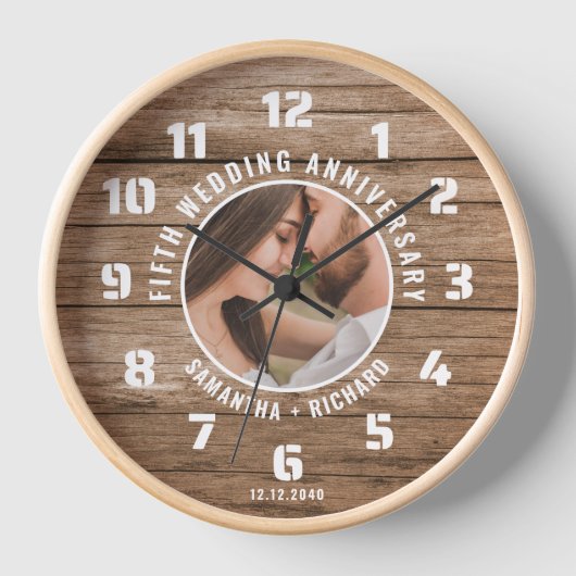 Rustic Wood 5th Wedding Jubileum Paar Foto (Voorkant)