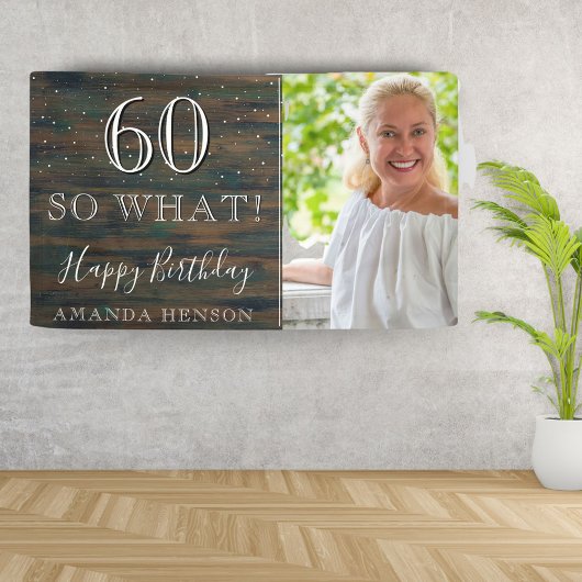 Rustic Wood 60 So What 60ste Verjaardag Foto Spandoek