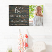 Rustic Wood 60 So What 60ste Verjaardag Foto Spandoek (Insitu)