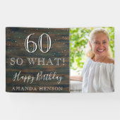 Rustic Wood 60 So What 60ste Verjaardag Foto Spandoek (Horizontaal)