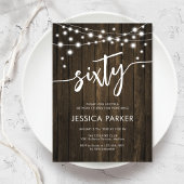 Rustic Wood 60th Birthday Party Kaart