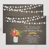 Rustic Wood 60th Surprise Birthday Party Kaart (Voorkant / Achterkant)