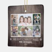 Rustic Wood 6 Foto Collage kerstfamilie Keramisch Ornament (Links)