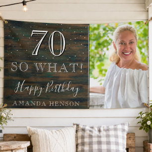 Rustic Wood 70 So What 70ste Verjaardag Foto Spandoek