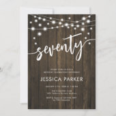 Rustic Wood 70th Birthday Party Kaart (Voorkant)