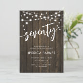 Rustic Wood 70th Birthday Party Kaart (Staand voorkant)