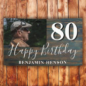 Rustic Wood 80th Birthday Party Photo Banner
