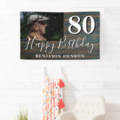 Rustic Wood 80th Birthday Party Photo Banner