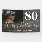 Rustic Wood 80th Birthday Party Photo Banner
