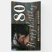 Rustic Wood 80th Birthday Party Photo Banner
