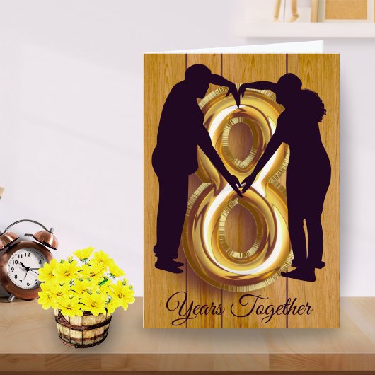 Rustic Wood 8th Wedding Anniversary Card Couple Kaart