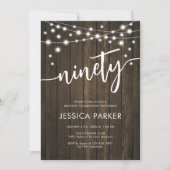 Rustic Wood 90th Birthday Party Kaart (Voorkant)