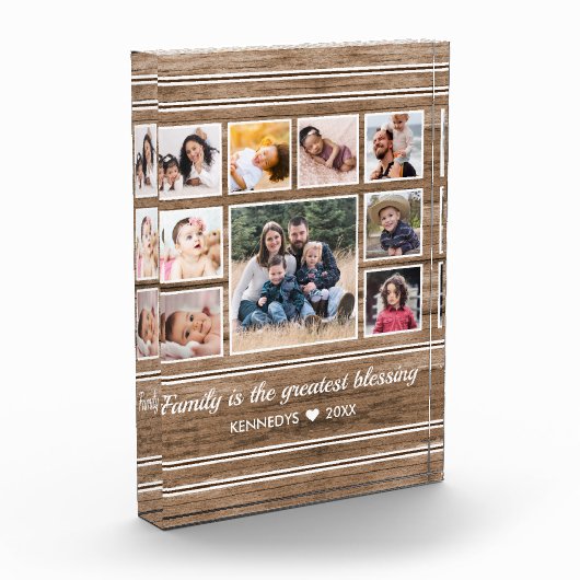 Rustic Wood 9 Foto Collage Quote Familienaam   (Links)