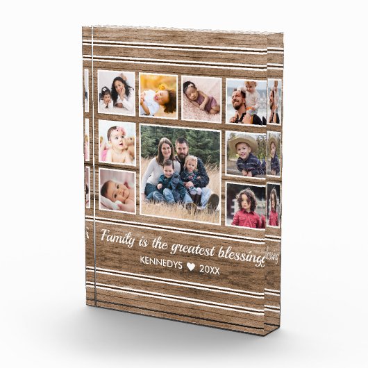 Rustic Wood 9 Foto Collage Quote Familienaam   (Rechts)