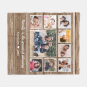 Rustic Wood 9 Foto Collage Quote Familienaam Fleece Deken (Voorkant (Horizontaal))