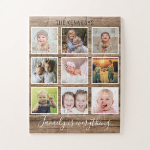 Rustic Wood 9 Fotocollage familie Legpuzzel