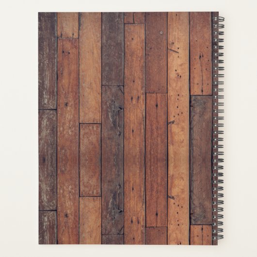 Rustic Wood 9 Fotocollage Naam 2024 Gepersonalisee Planner (Achterkant)