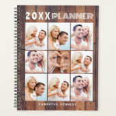 Rustic Wood 9 Fotocollage Naam 2024 Gepersonalisee Planner (Voorkant)