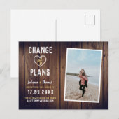 Rustic Wood Aangepast Foto Elegant Verandering pla Aankondigingskaart (Voorkant / Achterkant)