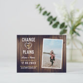 Rustic Wood Aangepast Foto Elegant Verandering pla Aankondigingskaart (Staand voorkant)