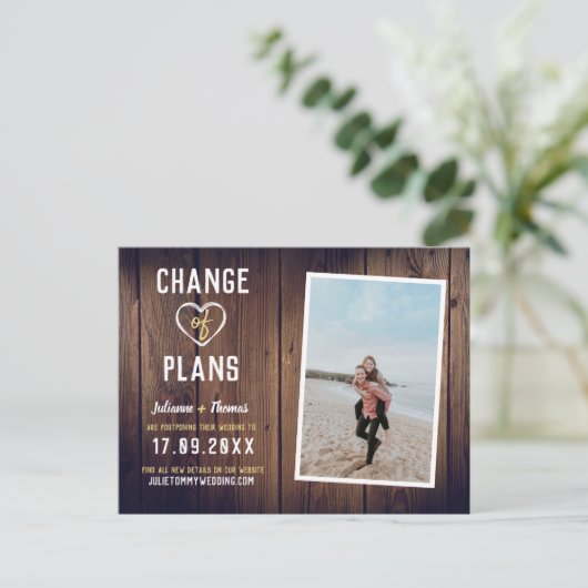 Rustic Wood Aangepast Foto Elegant Verandering pla Aankondigingskaart (Staand voorkant)