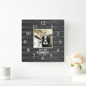 Rustic Wood - Aangepast Jubileum voor huwelijk Vierkante Klok (Huis)