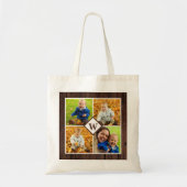 Rustic Wood Aangepast monogram Foto Collage Tote Bag (Voorkant)