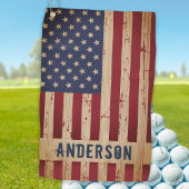 Rustic Wood - Aangepaste Amerikaanse vlag Golfhanddoek