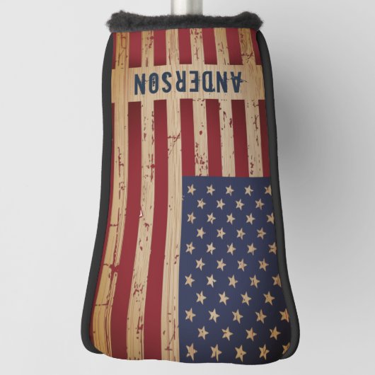Rustic Wood - Aangepaste Amerikaanse vlag Golfheadcover (Draai 90)