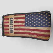 Rustic Wood - Aangepaste Amerikaanse vlag Golfheadcover (Voorkant)