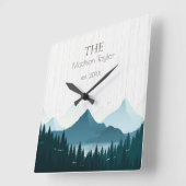 Rustic Wood - Aangepaste familienaam Vierkante Klok (Hoek)