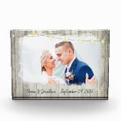 Rustic Wood Aangepaste foto Wedding Keepslag (Voorkant)