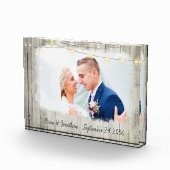 Rustic Wood Aangepaste foto Wedding Keepslag (Rechts)