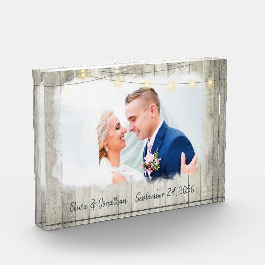 Rustic Wood Aangepaste foto Wedding Keepslag (Links)