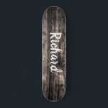 Rustic Wood Aangepaste naam op maat Persoonlijk Skateboard<br><div class="desc">Gepersonaliseerd skateboard om jouw naam op een bijtende houten achtergrond toe te voegen.</div>