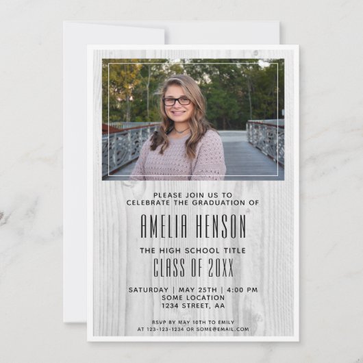 Rustic Wood Afstuderen Fotografie Kaart (Voorkant)