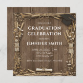 Rustic Wood Afstuderen Kaart (Voorkant / Achterkant)