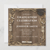 Rustic Wood Afstuderen Kaart (Voorkant)