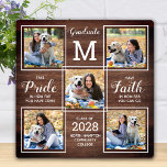 Rustic Wood Afstuderen Keepomwille Photo Collage Fotoplaat<br><div class="desc">Viel je afstuderen en geef een speciaal gepersonaliseerd cadeau met dit aangepast fotocollage afstuderen plaque. Deze unieke afstuderen fotocollage plaque zal een schat keepasje zijn. Gezegde: "Neem trots in hoe ver je bent gekomen, heb geloof in hoe ver je kunt gaan." Pas dit unieke afstuderen-plaatje aan met gezegde met 5...</div>