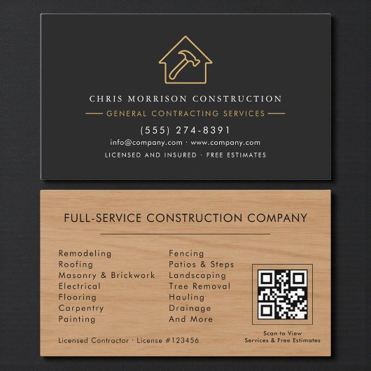 Rustic Wood Algemene Bouw QR Code Visitekaartje