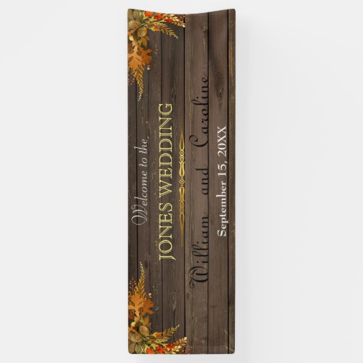 Rustic Wood and Gold Wedding Banner (Verticaal)
