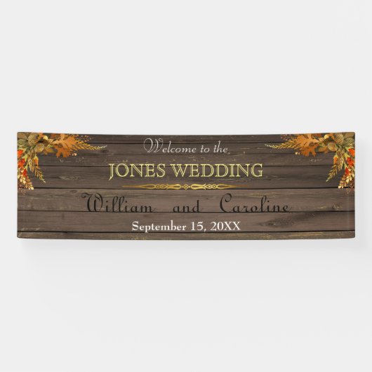 Rustic Wood and Gold Wedding Banner (Horizontaal)