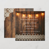 Rustic Wood and Lace Bridal Shower Invitation Kaart (Voorkant / Achterkant)