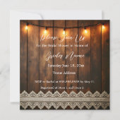 Rustic Wood and Lace Bridal Shower Invitation Kaart (Voorkant)