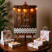 Rustic Wood and Lace Cards & Gifts  Pedestal Sign Reclamebord Met Voetstuk