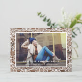 Rustic Wood and Lace Photo Afstuderen aangekondigd Aankondiging (Staand voorkant)