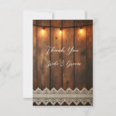 Rustic Wood and Lace Photo Thank you Card Bedankkaart (Voorkant)