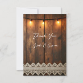 Rustic Wood and Lace Photo Thank you Card Bedankkaart