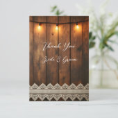 Rustic Wood and Lace Photo Thank you Card Bedankkaart (Staand voorkant)